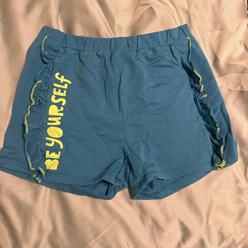 Open Edit Blue girls Shorts with Yellow Accents size 8 Be Yourself